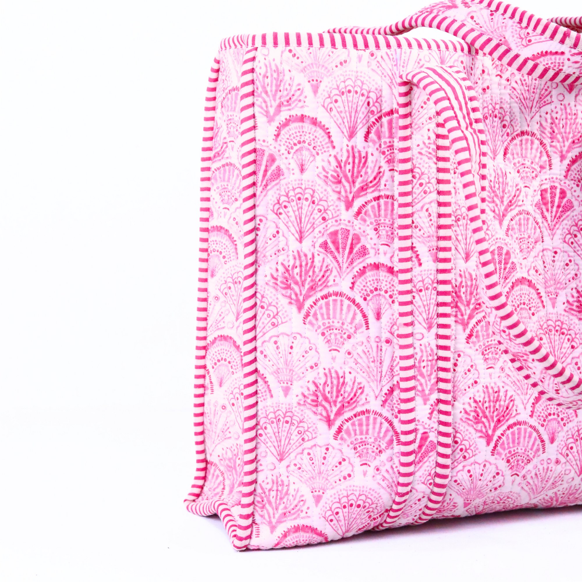 Blossom Screen Print Cotton Quilted Tote Bag In Pink - Image 4