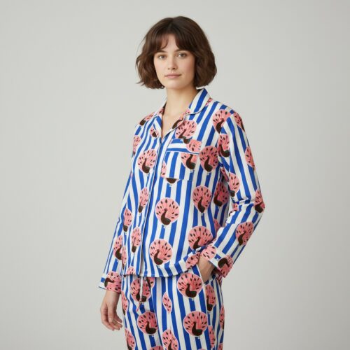 Peacock Printed Cotton PJ Set