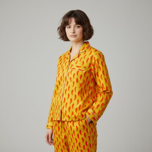 Comfy Crush Cotton PJ Set In Red Chilli Design