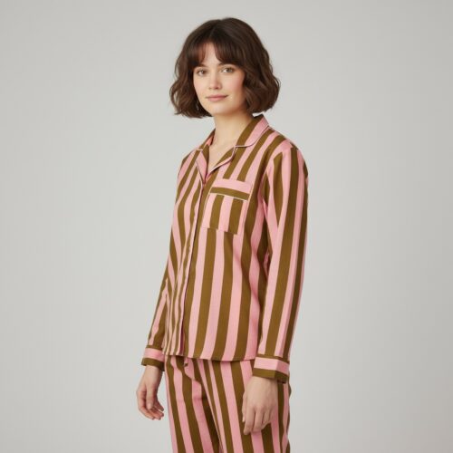 Pretty in Prints Cotton PJ Set In Peach & Brown