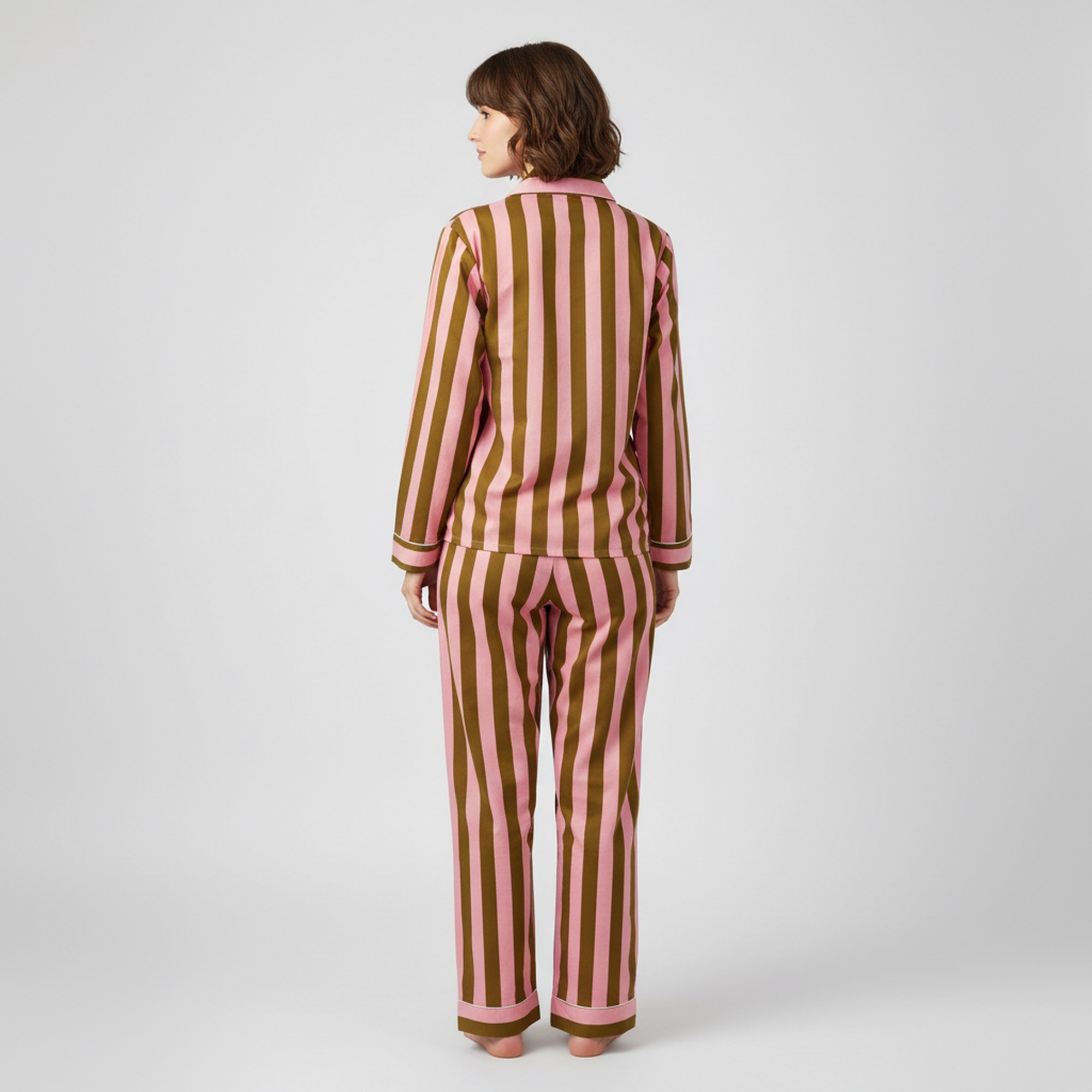 Pretty in Prints Cotton PJ Set In Peach & Brown - Image 4