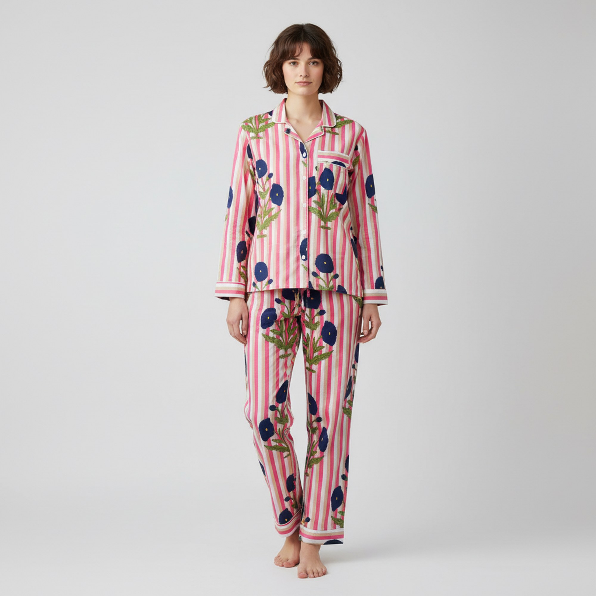 Floral Printed Cotton PJ Set - Image 3
