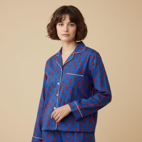 Nap Time Cotton PJ Set In Red Chilli Design