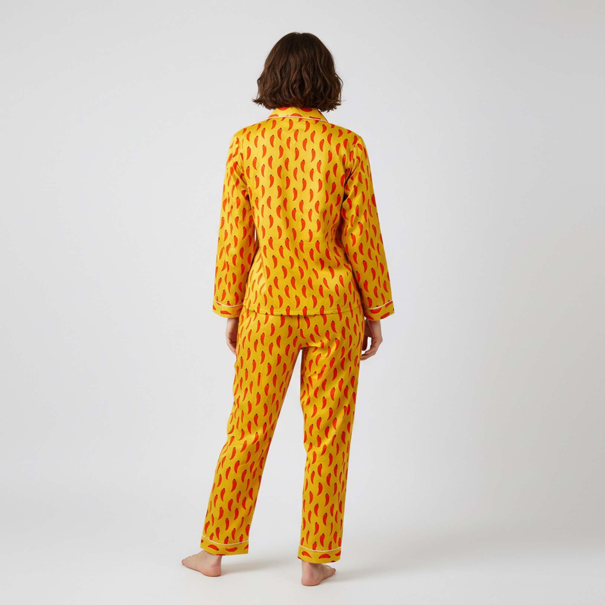 Comfy Crush Cotton PJ Set In Red Chilli Design - Image 2