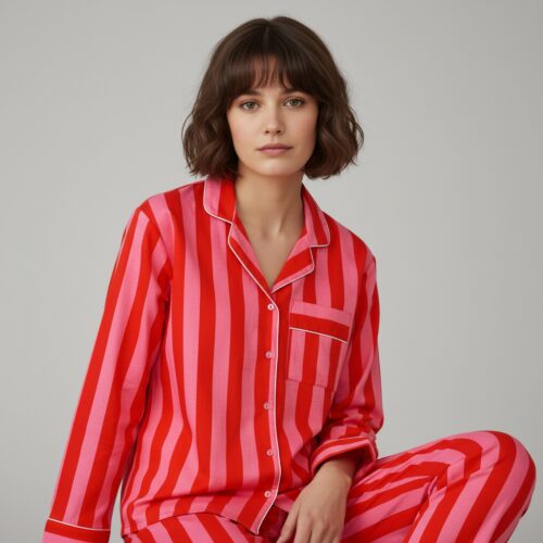 Easy Breezy Cotton PJ Set In Orange & Peach