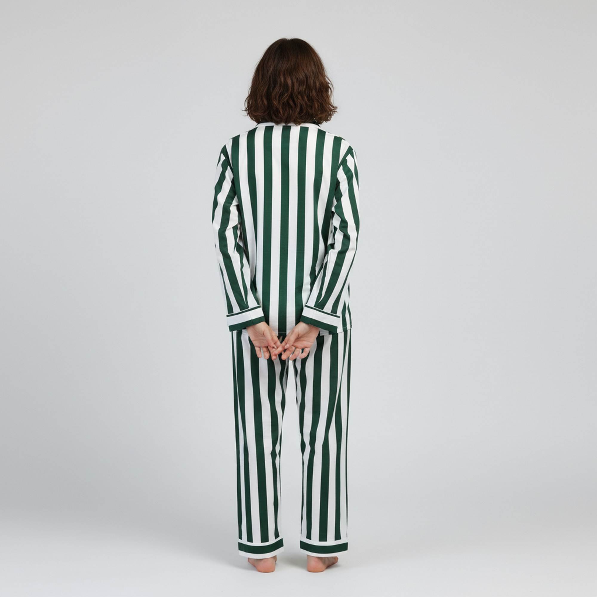 Calm Comfort Cotton PJ Set In White & Green - Image 3