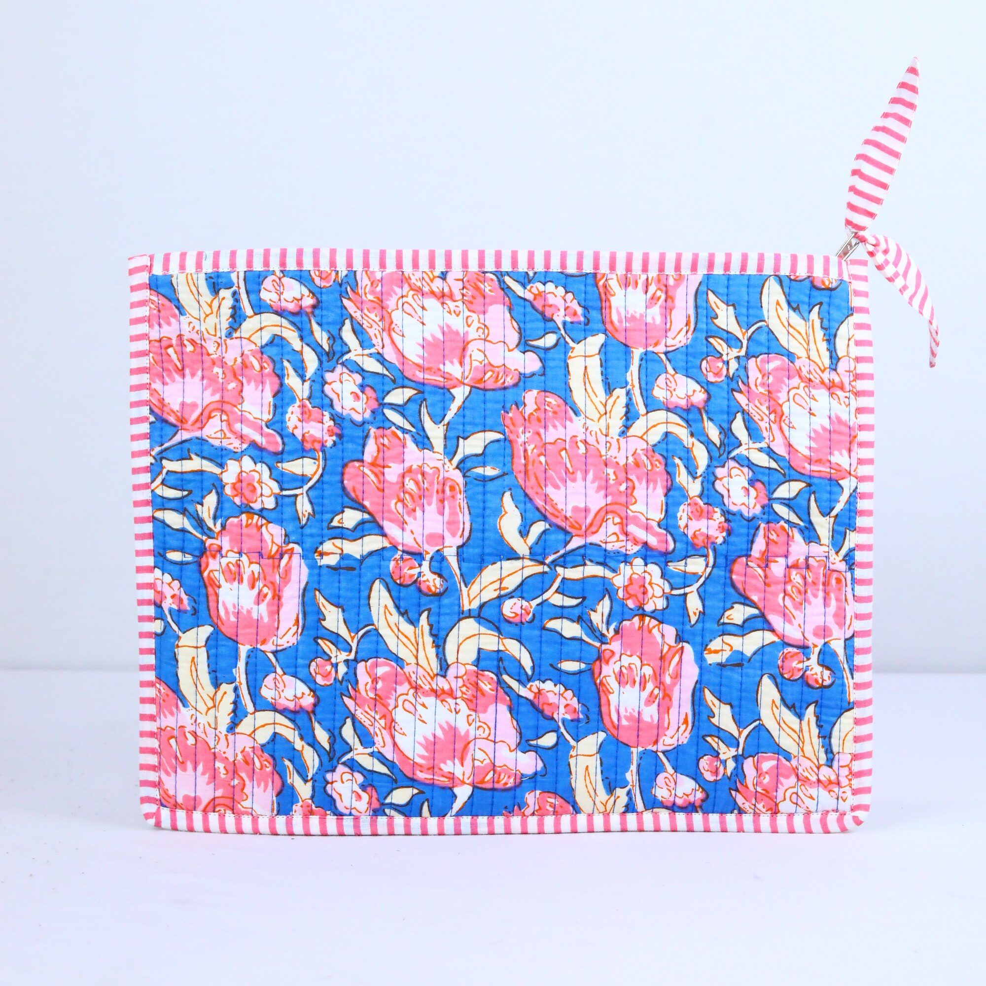 Bloom Grace Cotton Quilted Screen Print Laptop Sleeves With Bow - Image 5