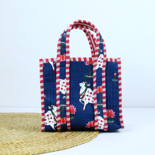 Smile Meal Cotton Lunch Box In Blue & Multicolor