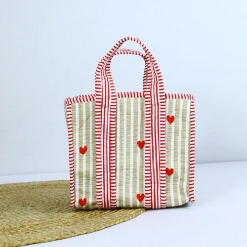Blush Cotton Lunch Box In Red & Multicolor