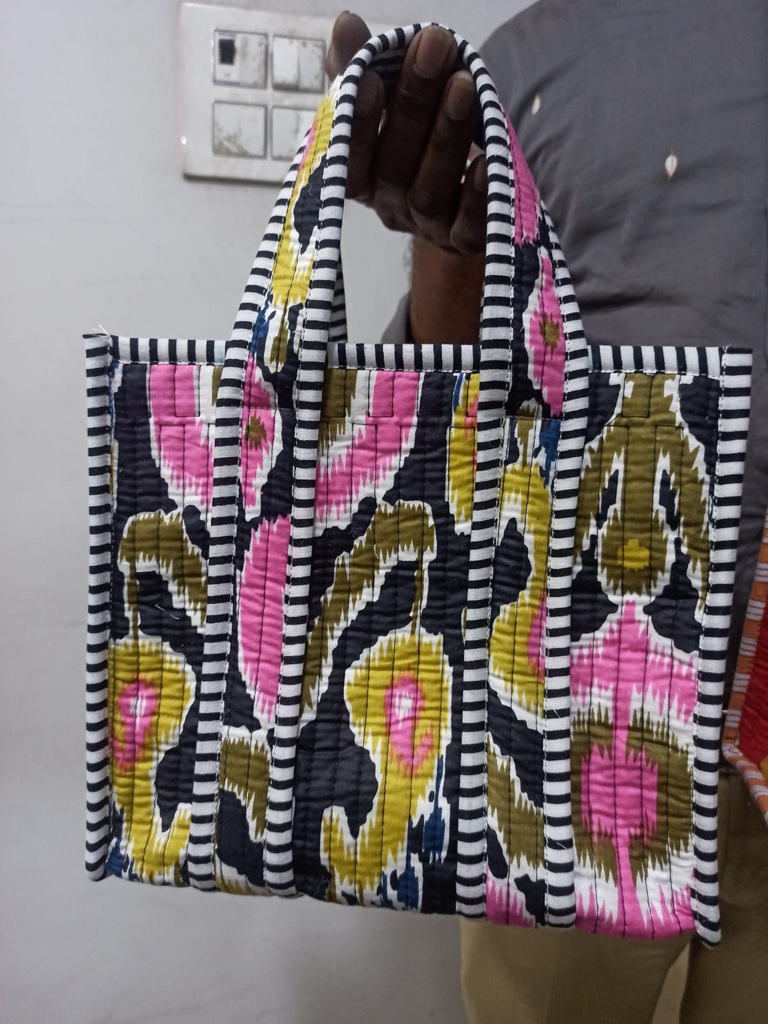 Stylish Ikat Lunch Box In Black & Multicolor - Image 2