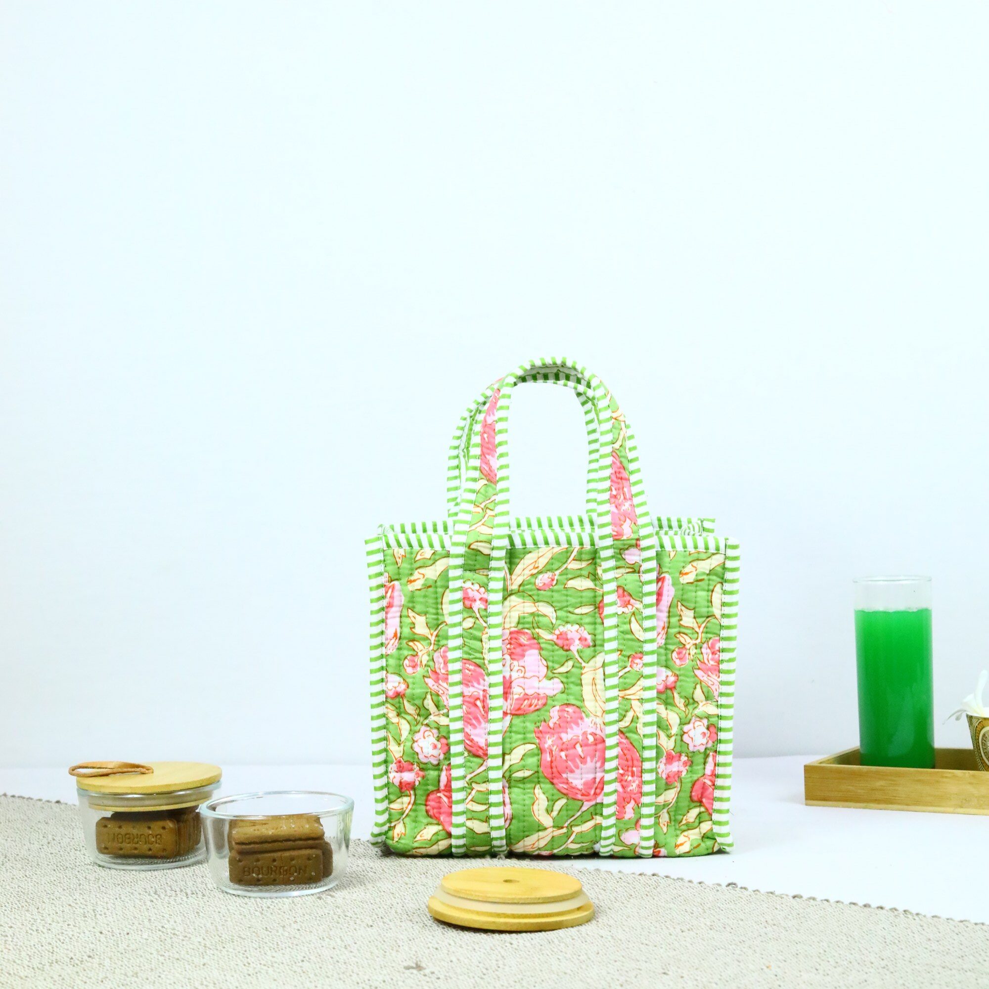 Swad Box Cotton Lunch Box In Light Green & Multicolor - Image 3