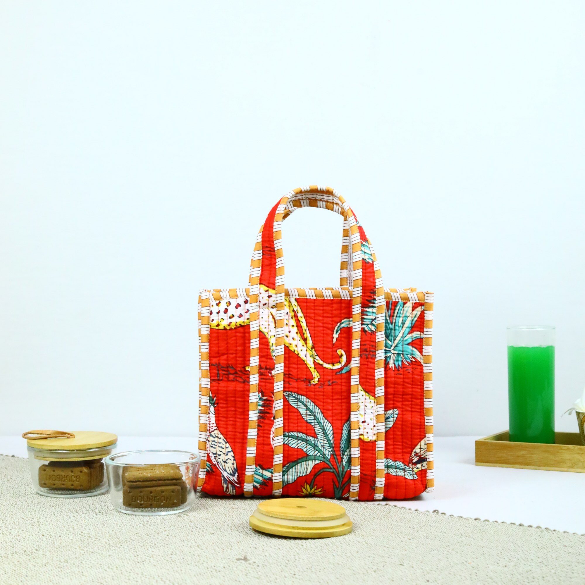 Trendy Jungle Print Lunch Box In Orange & Multicolor - Image 3