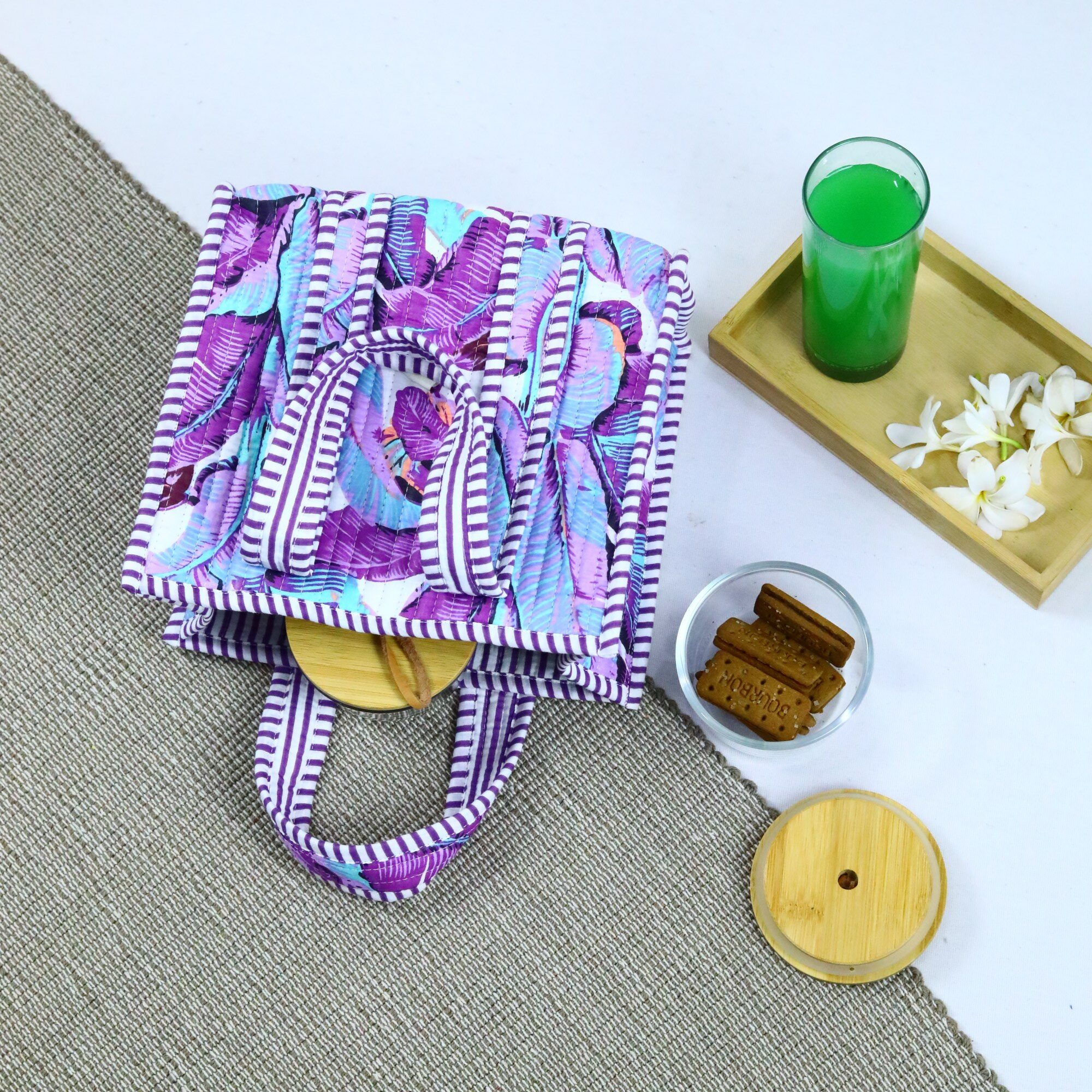 Classy Meal Cotton Lunch Box In Purple - Image 3