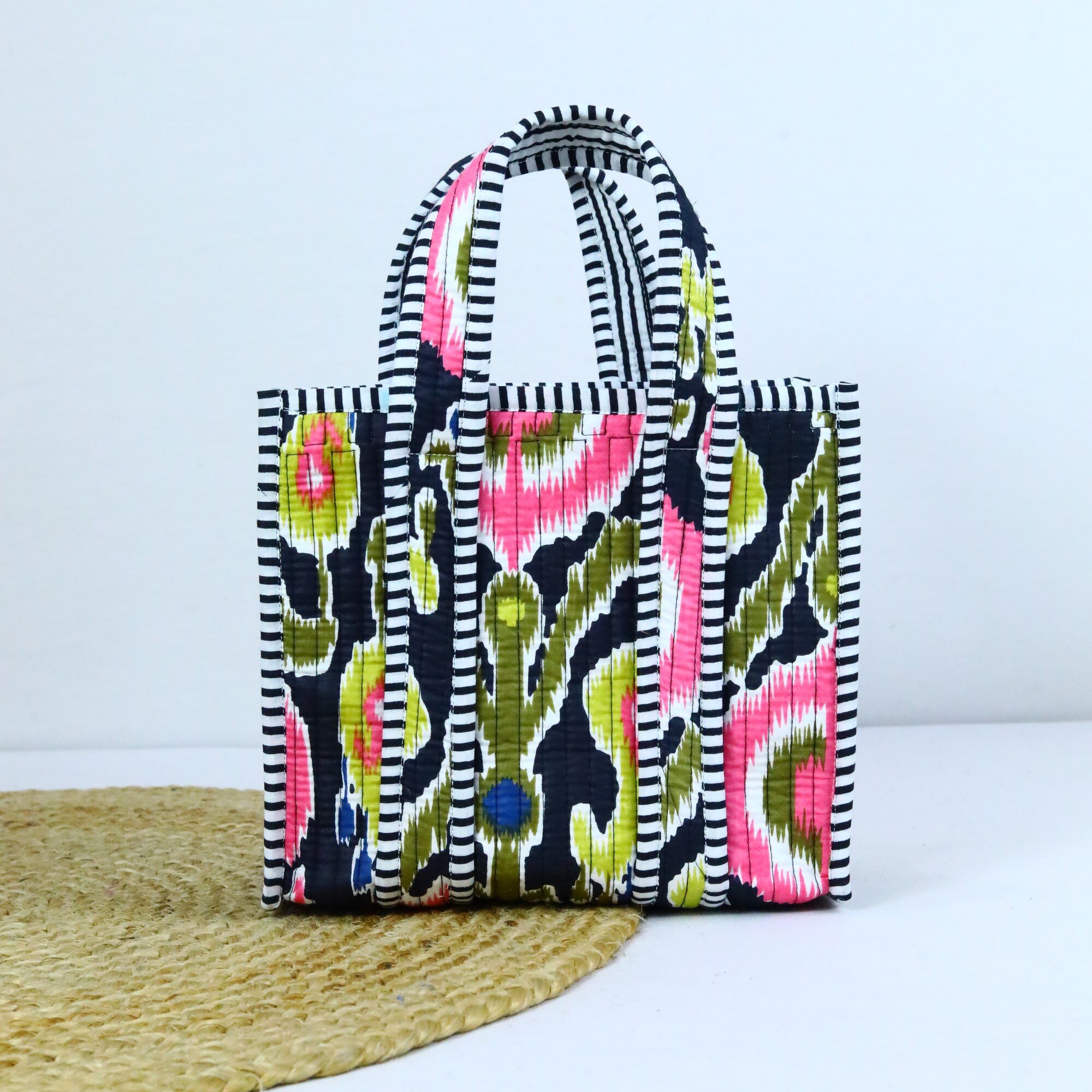 Stylish Ikat Lunch Box In Black & Multicolor