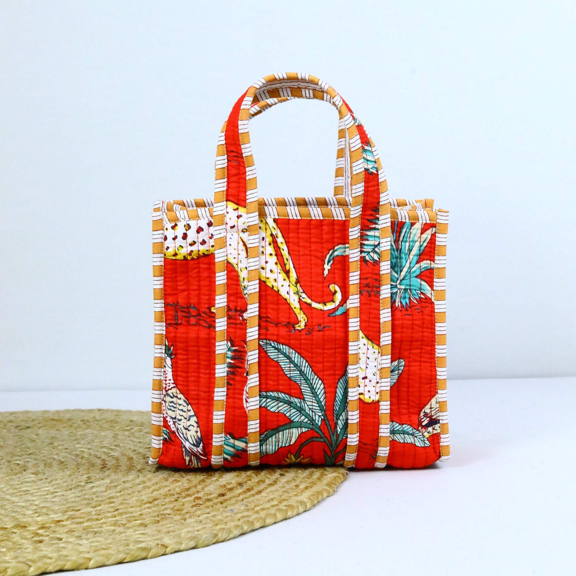 Trendy Jungle Print Lunch Box In Orange & Multicolor