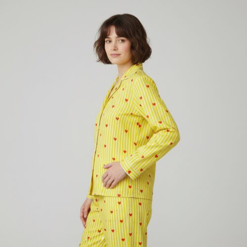 Comfy Queen Cotton PJ Set In Yellow & Red