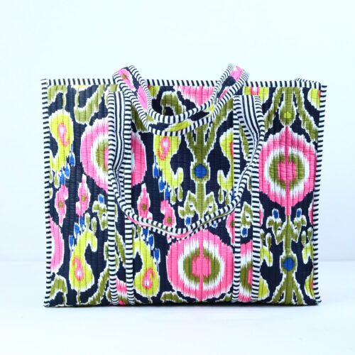 Sketch Chic Screen Print Cotton Quilted Tote Bag In Purple