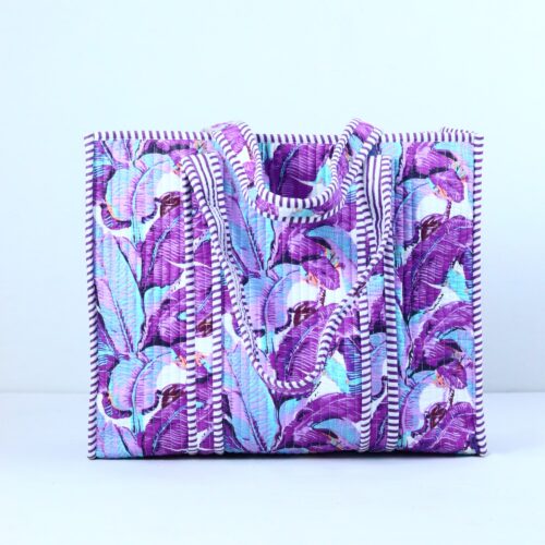 Campus Crush Screen Print Cotton Quilted Tote Bag In Purple