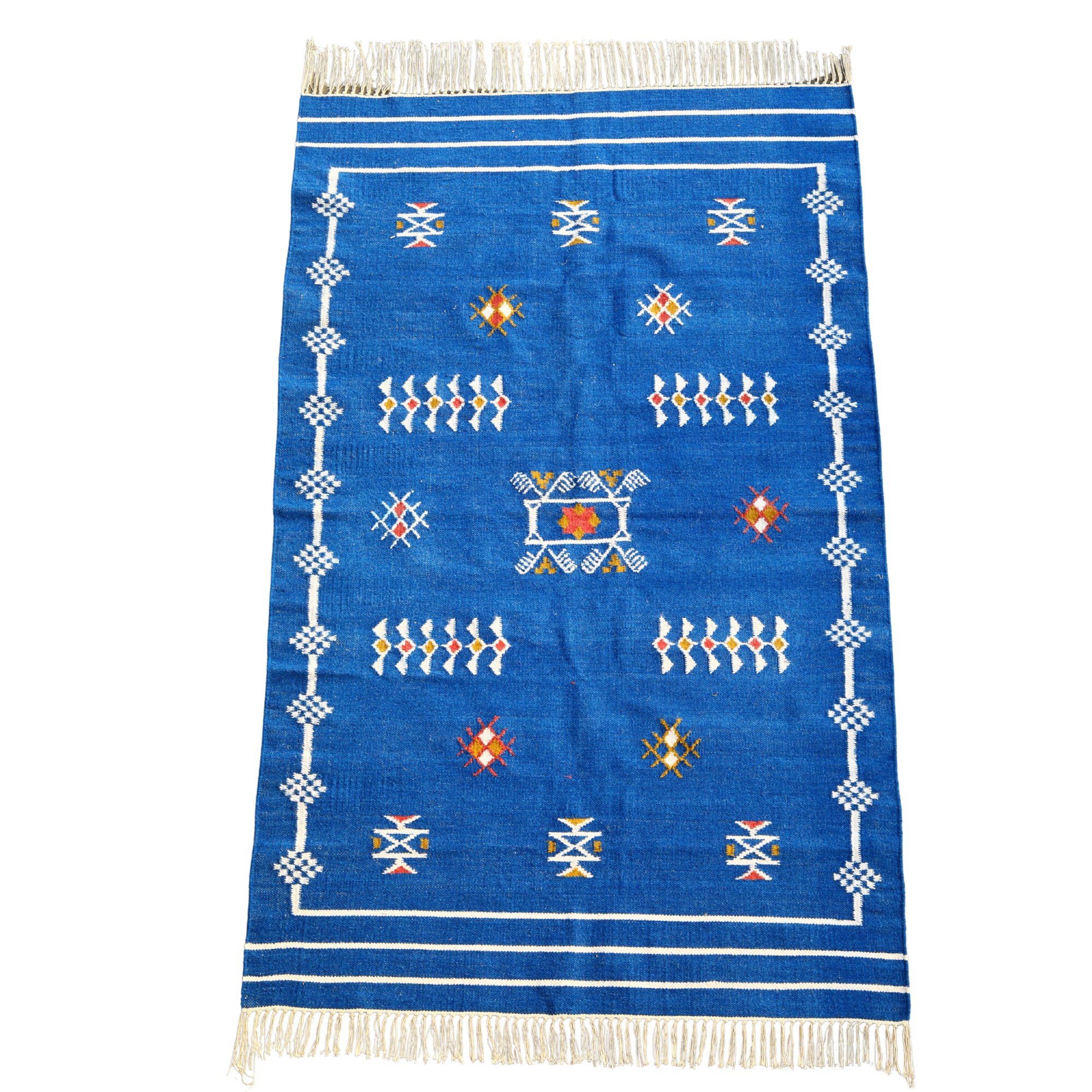 Royal Craft HandWoven Wool Rug In Blue & White - Image 2