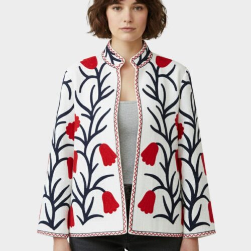 Vibe Queen Slub Suzani Jacket In Multicolor
