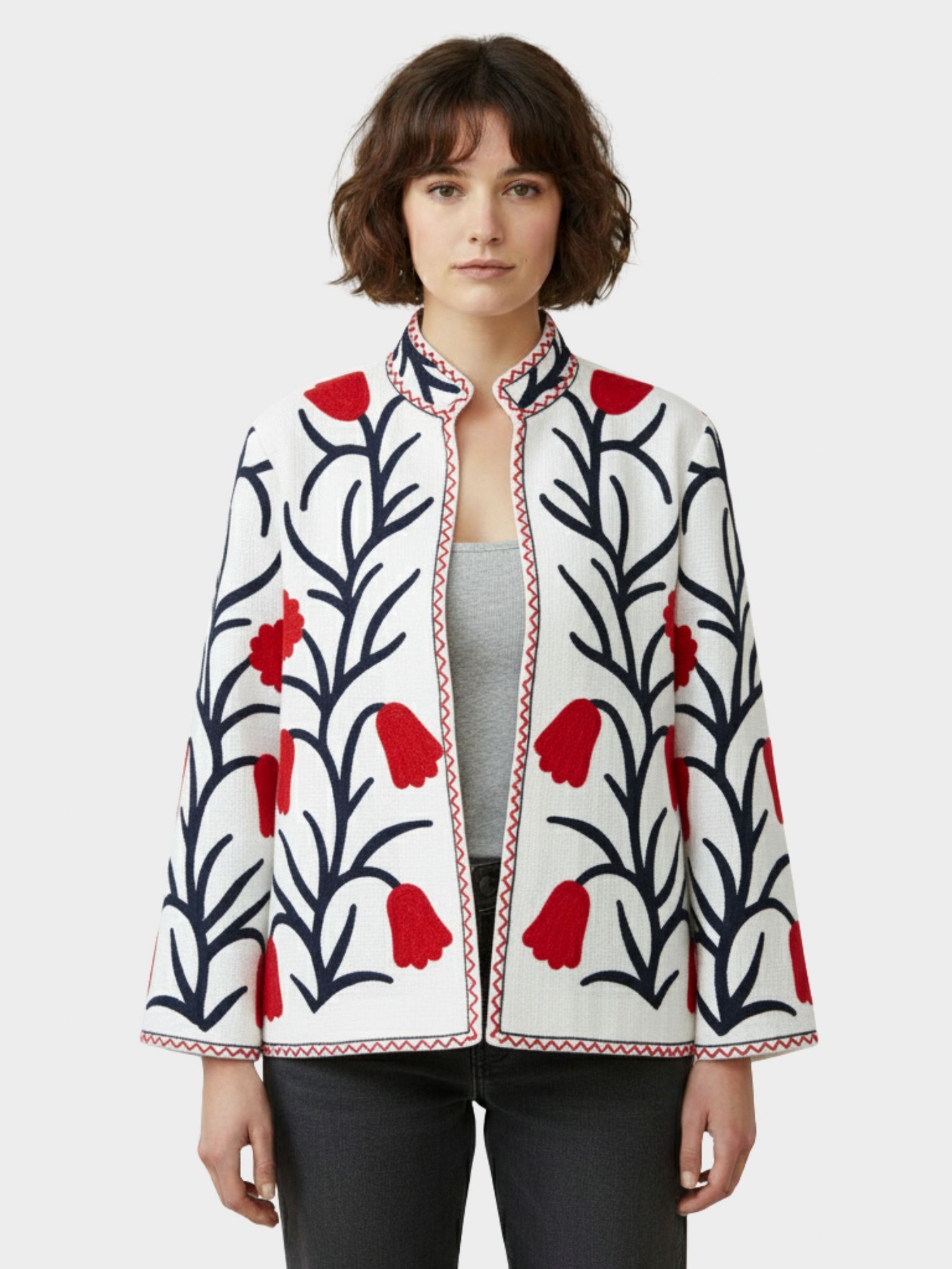 Vibe Queen Slub Suzani Jacket In Multicolor