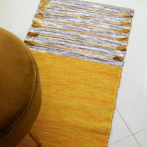 Sunrise Serenity Hand loomed Cotton Yoga Mat In Solid Dyed