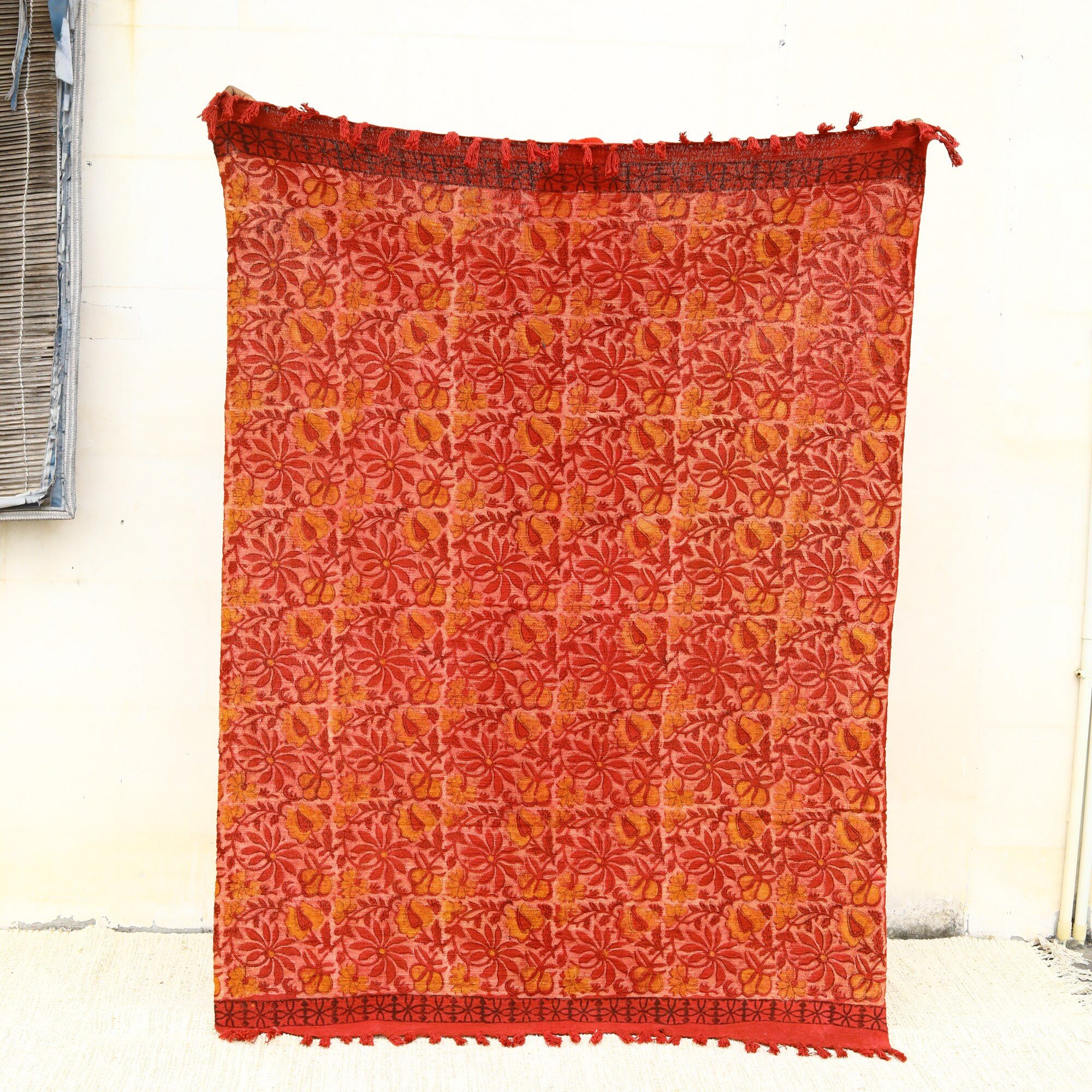 The Royal Ajrakh Printed Cotton Slub Throw - Image 4
