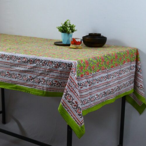Nature Inspired Cotton Hand Block Print Table Cover