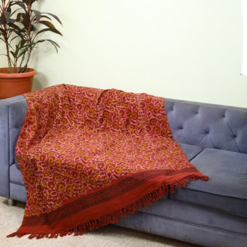 Light Weighted Ajrakh Printed Cotton Slub Throw