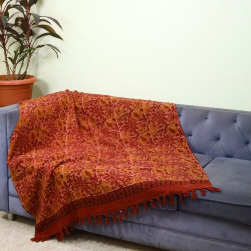 The Royal Ajrakh Printed Cotton Slub Throw