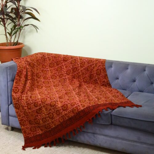 Virasat Ajrakh Printed Cotton Slub Throw