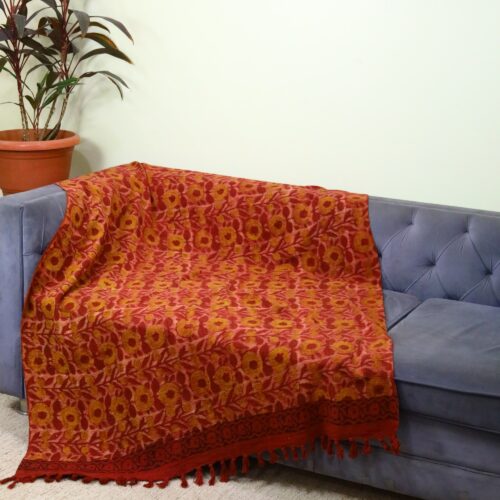 Soul Touch Ajrakh Printed Cotton Slub Throw