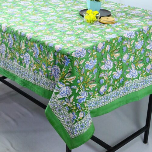 Sanganeri Floral Cotton Block Print Table Cover