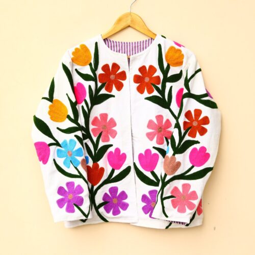 Royal Garden Slub Suzani Jacket In Multicolor