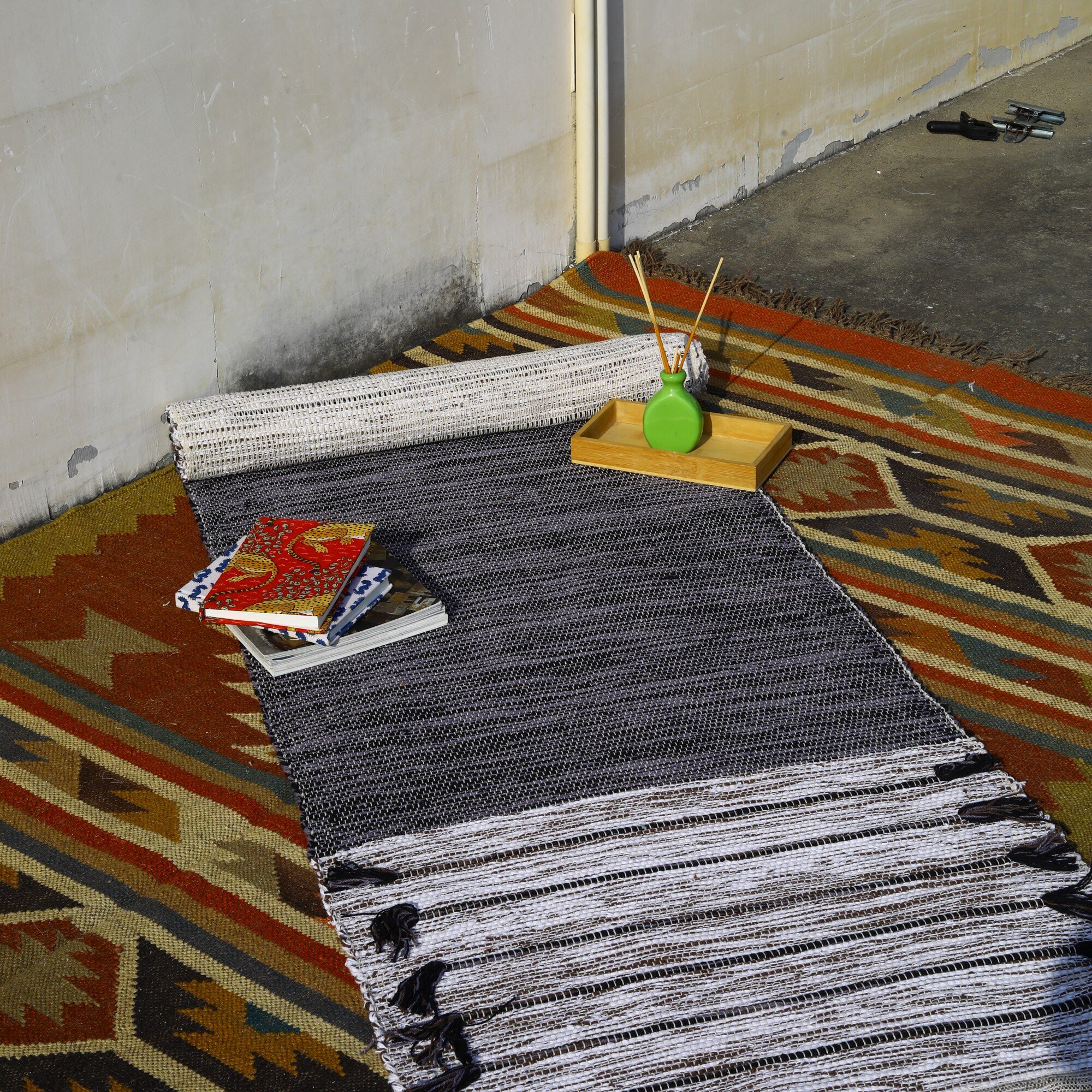 Gentle Ground Hand loomed Cotton Yoga Mat In Solid Dyed - Image 3