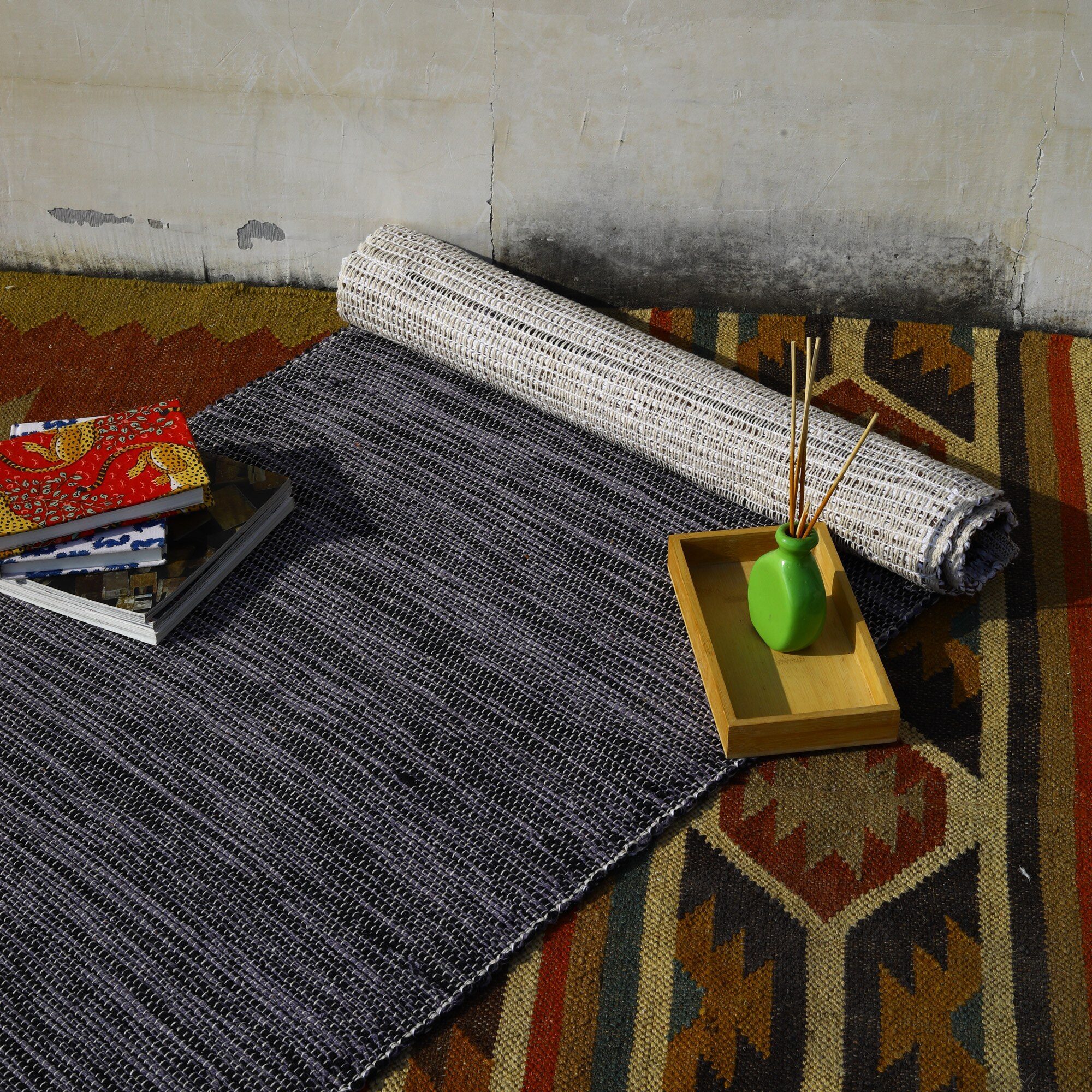 Gentle Ground Hand loomed Cotton Yoga Mat In Solid Dyed - Image 5