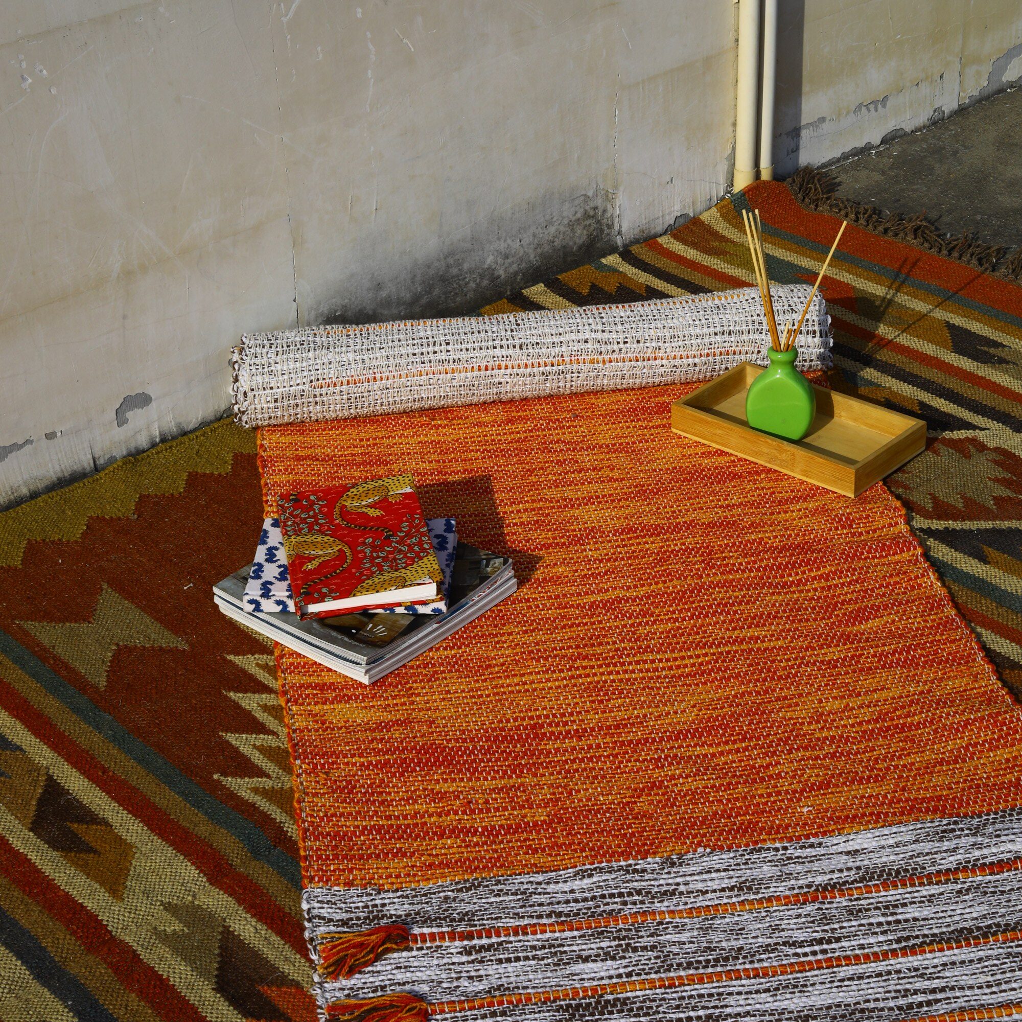 Warm Flow Hand loomed Cotton Yoga Mat In Solid Dyed - Image 4