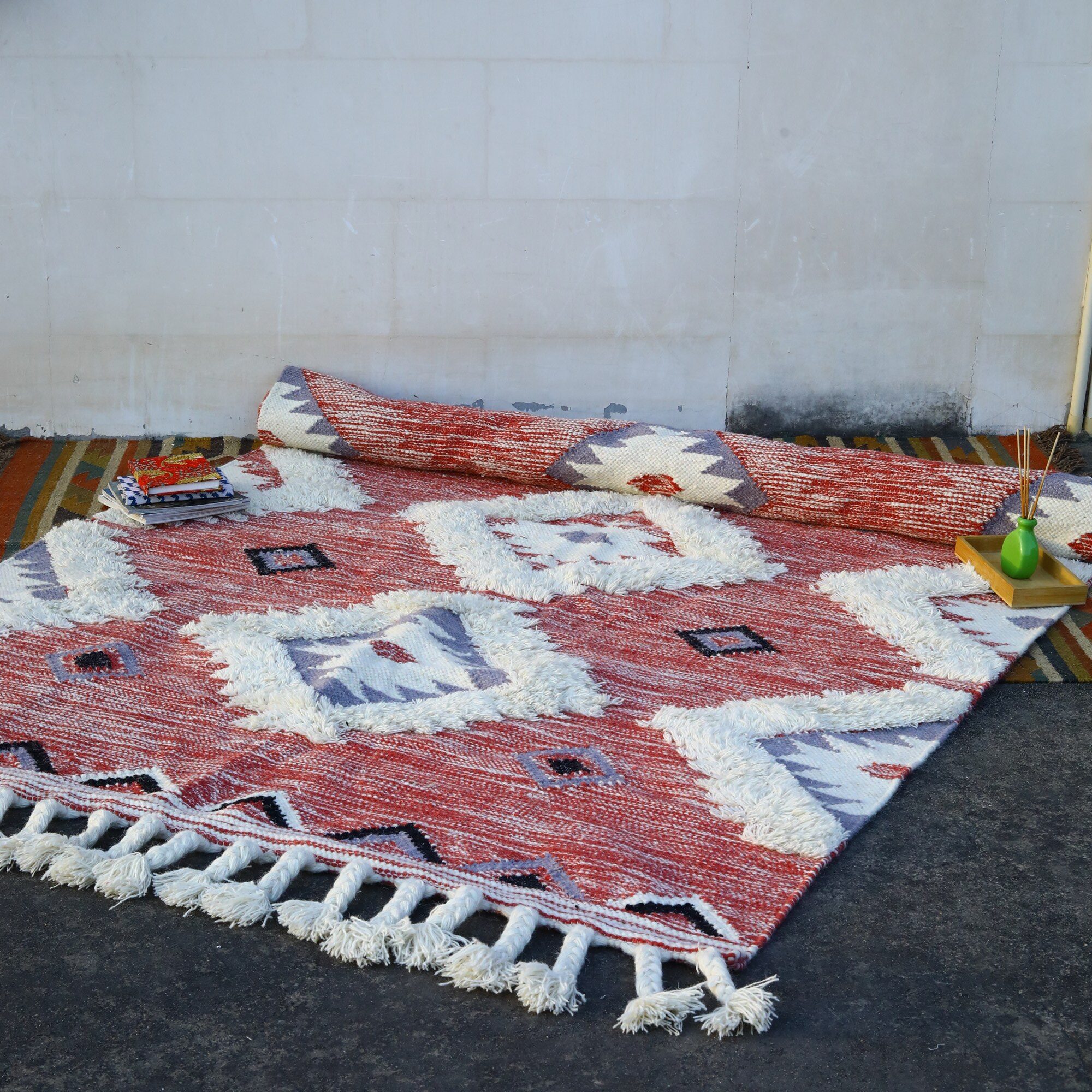 Rustic Handwoven Wool Rug - Image 3