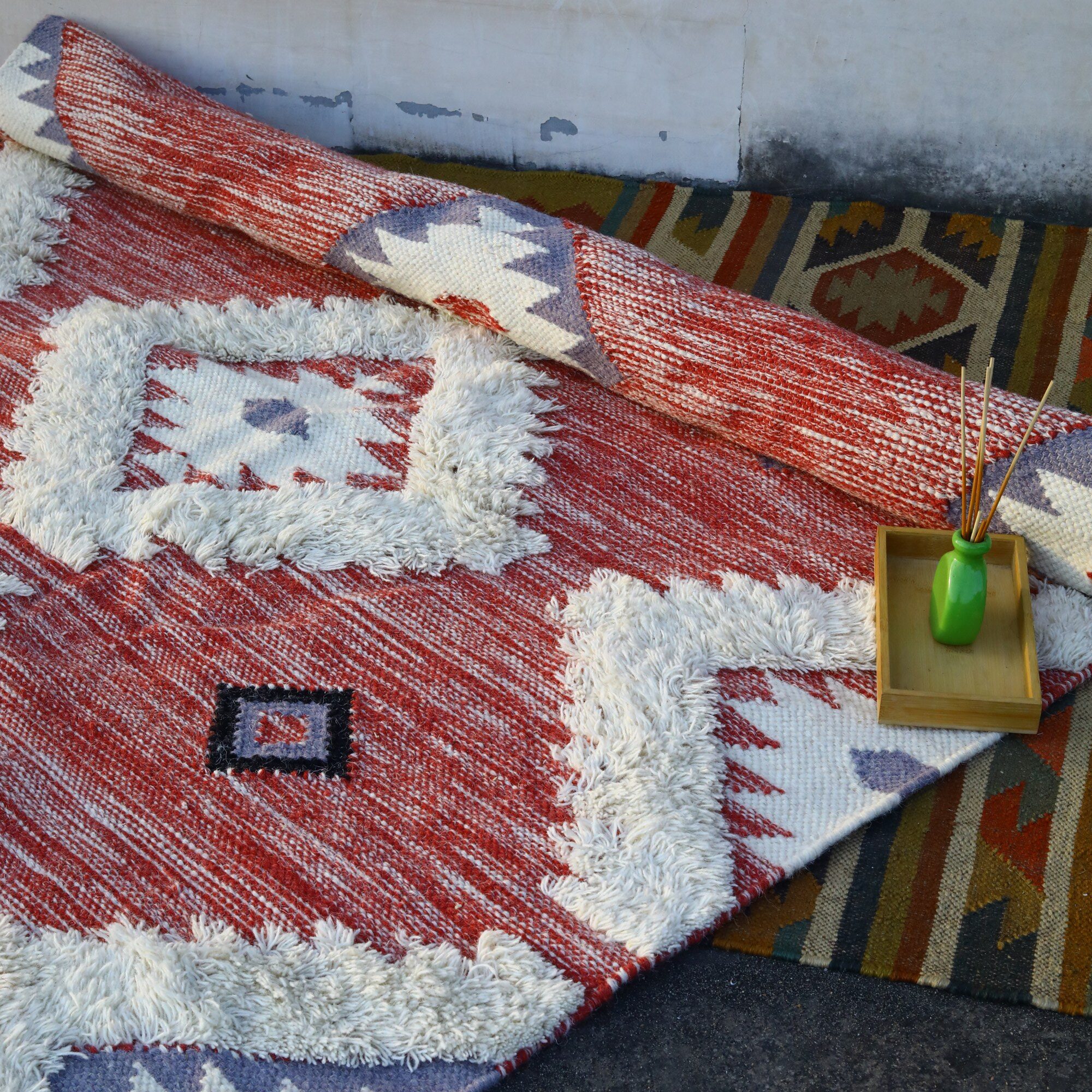 Rustic Handwoven Wool Rug - Image 2