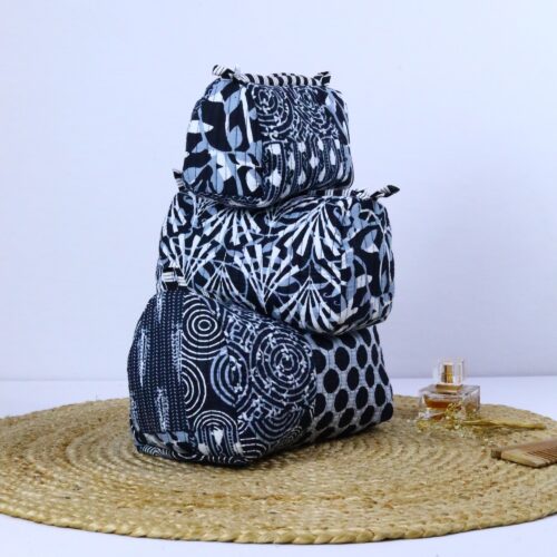 Signature Patch Print Screen Printed Set Of 3 Toiletry Pouches