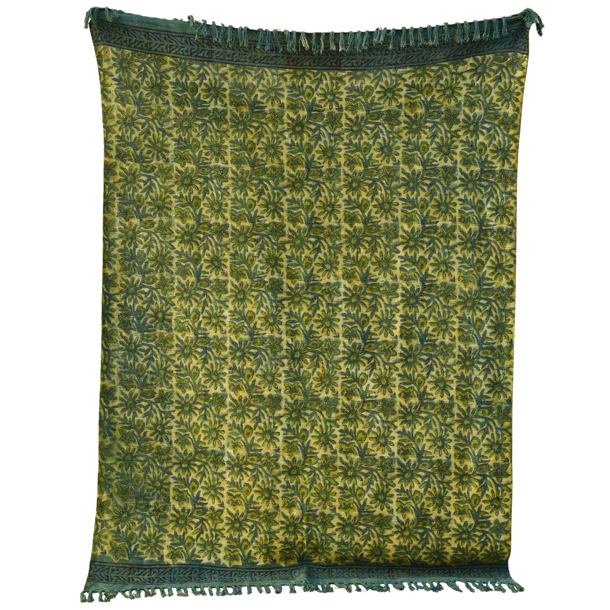 Floral Bloom Ajrakh Printed Cotton Slub Throw - Image 2
