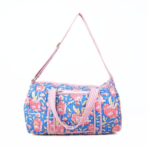 Bloom Carry Travel Screen Printed Cotton Quilted Duffle Bag With Sturdy Handle