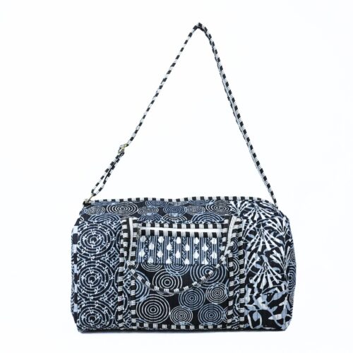 Patch Screen Printed Cotton Quilted Duffle Bag With Sturdy Handle