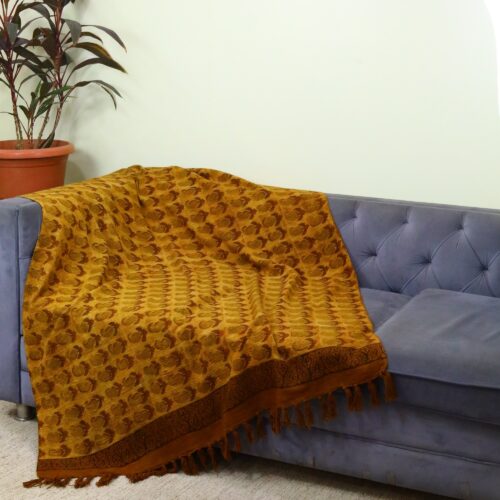 Paisley Design Ajrakh Printed Cotton Slub Throw