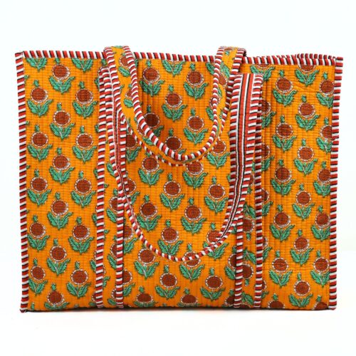 Floral Daydream Carryall Screen Print Cotton Quilted Tote Bag