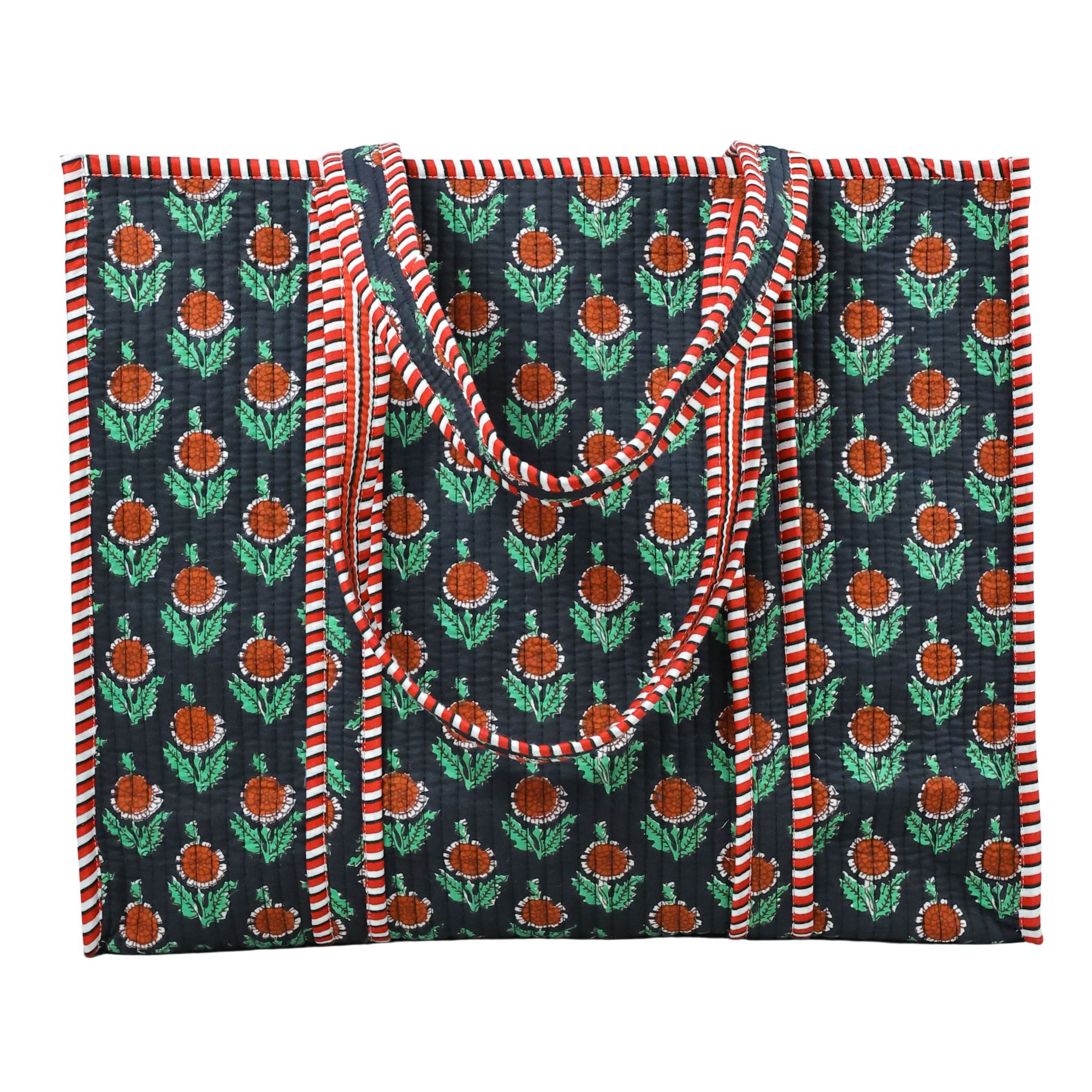 Dreamy Floral Screen Print Cotton Quilted Tote Bag