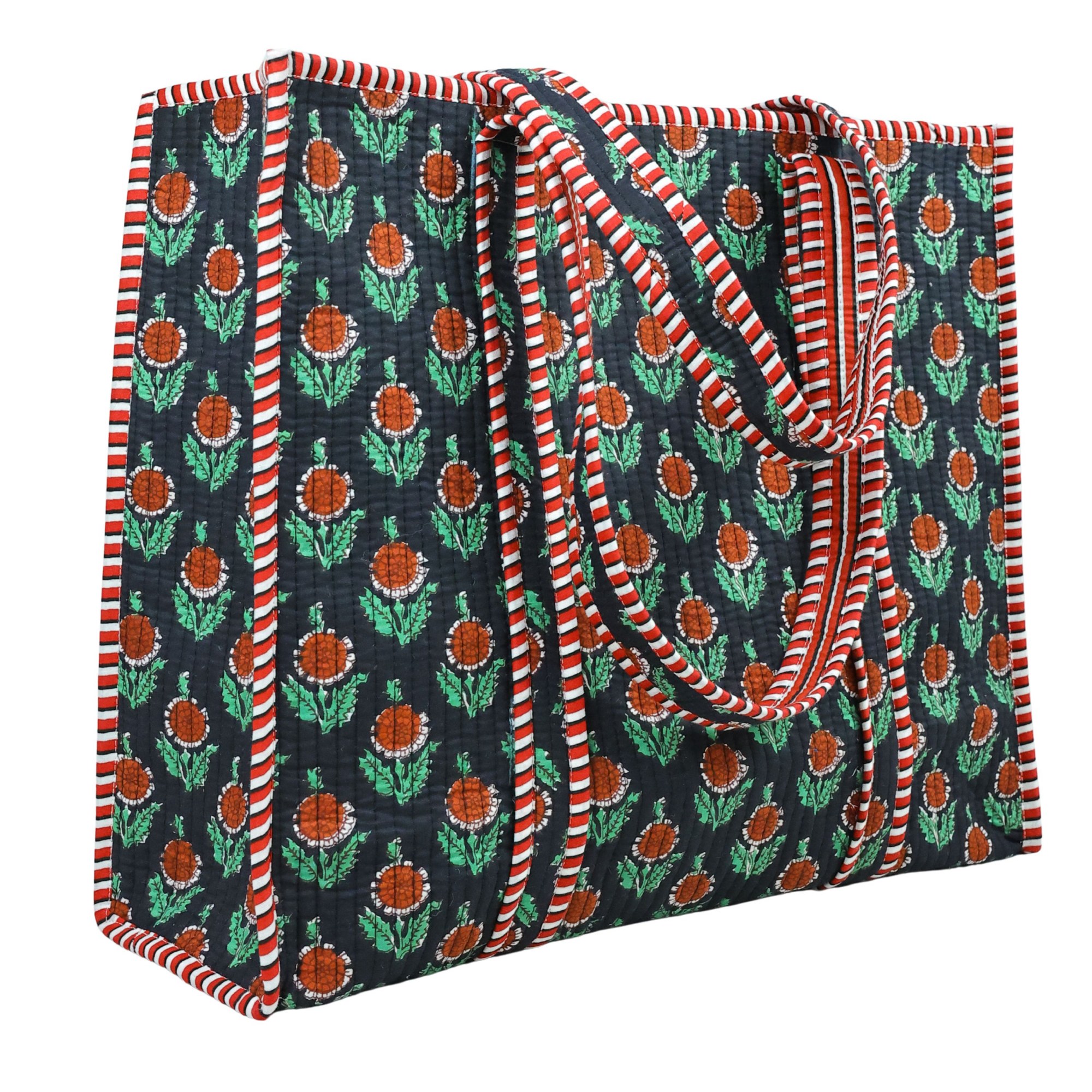 Dreamy Floral Screen Print Cotton Quilted Tote Bag - Image 3