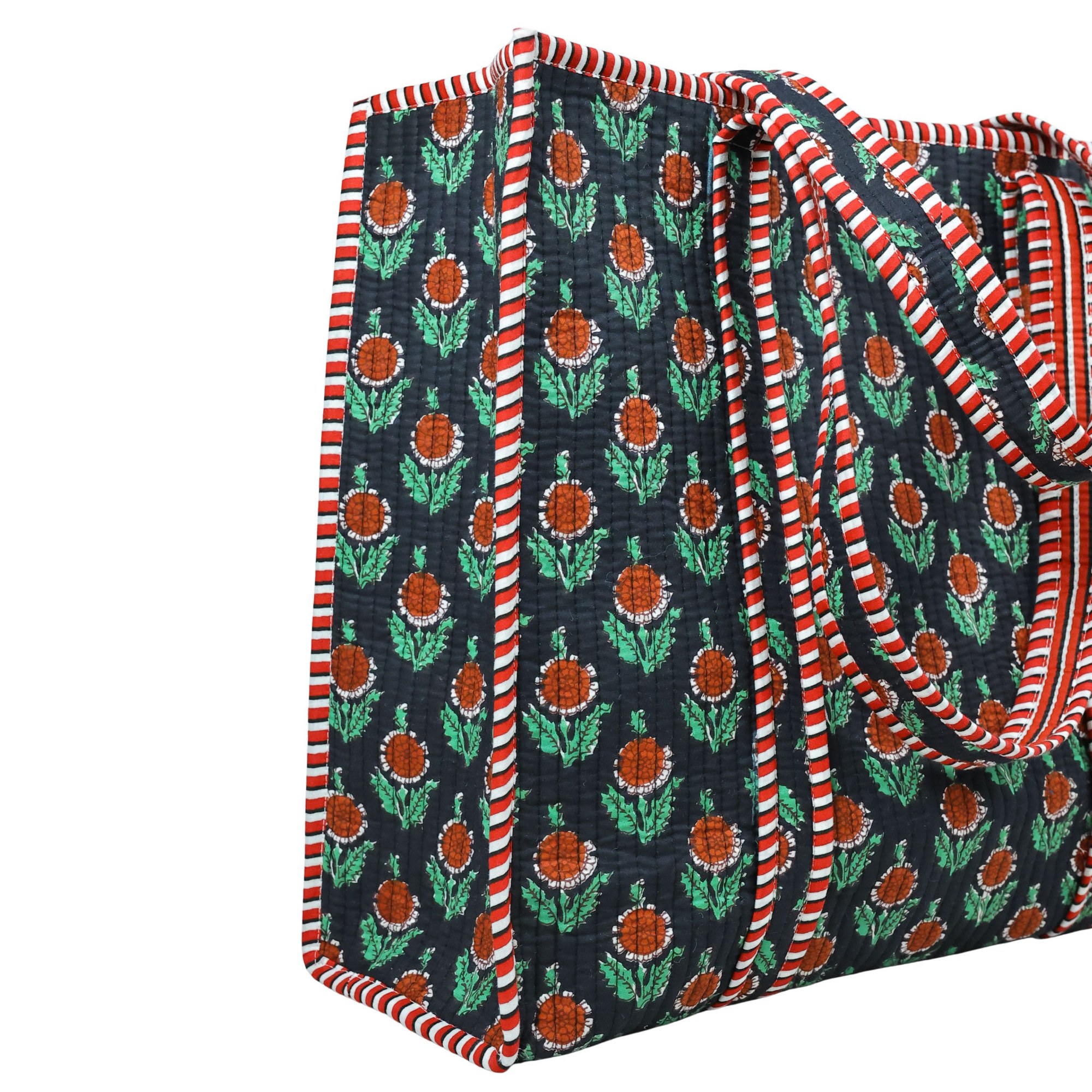 Dreamy Floral Screen Print Cotton Quilted Tote Bag - Image 4