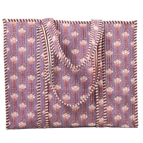 DailyGlam Shopper Screen Print Cotton Quilted Tote Bag