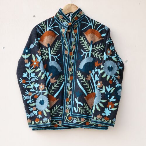 Midnight Garden Cotton Slub Suzani Jacket